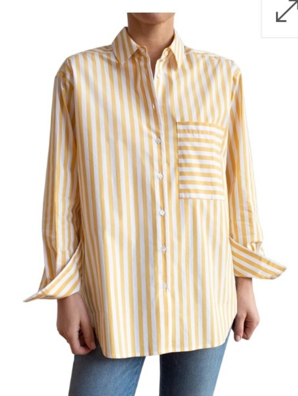AYR Striped Shirt The Deep End Mustard Size Small